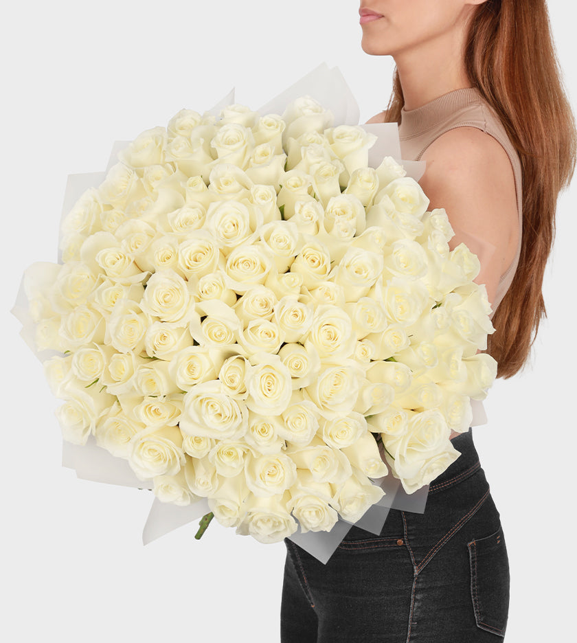 100 White Roses