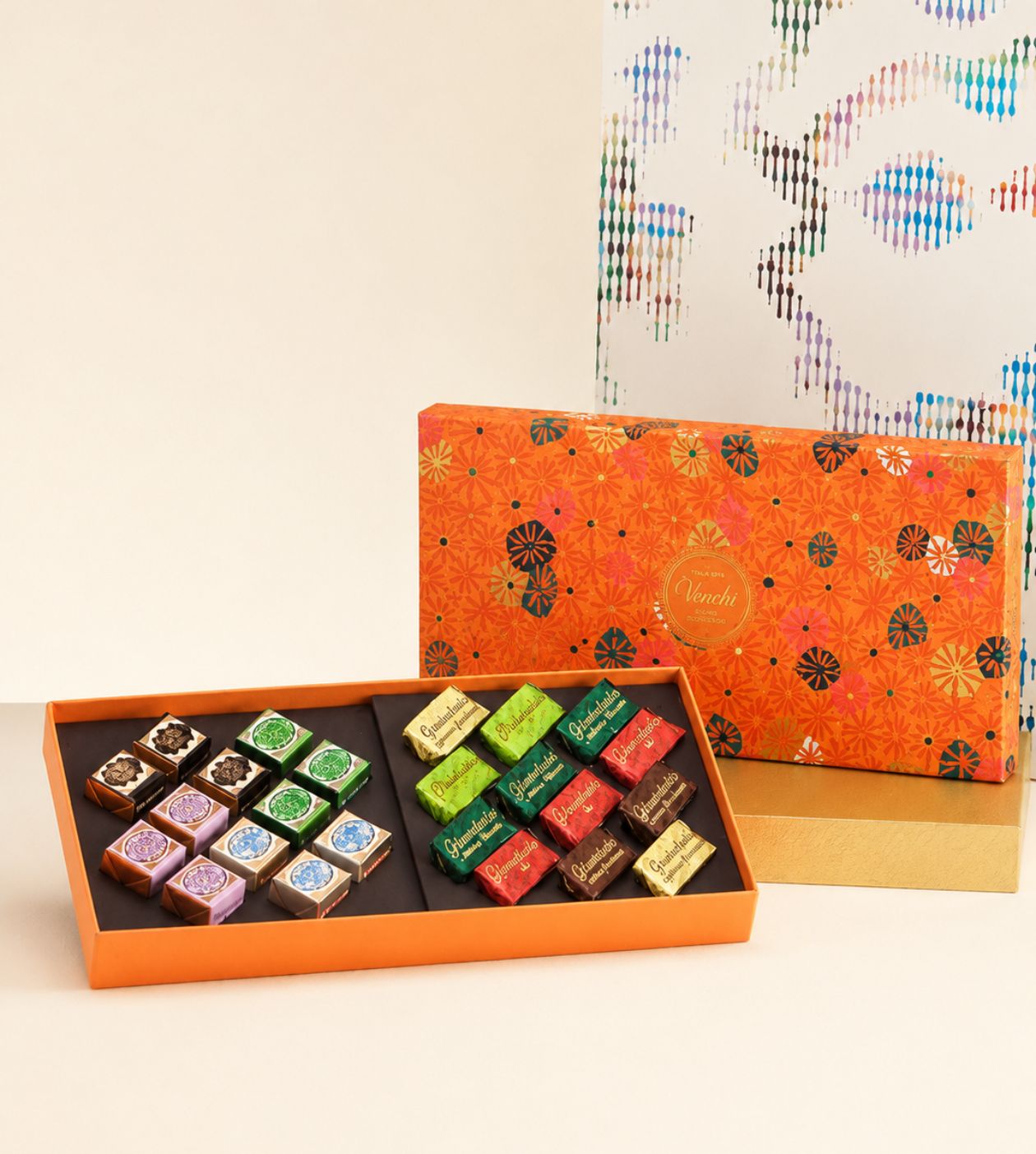 Murrine Orange Giftbox with Cremino and Gianduiotto Chocolates by Venchi