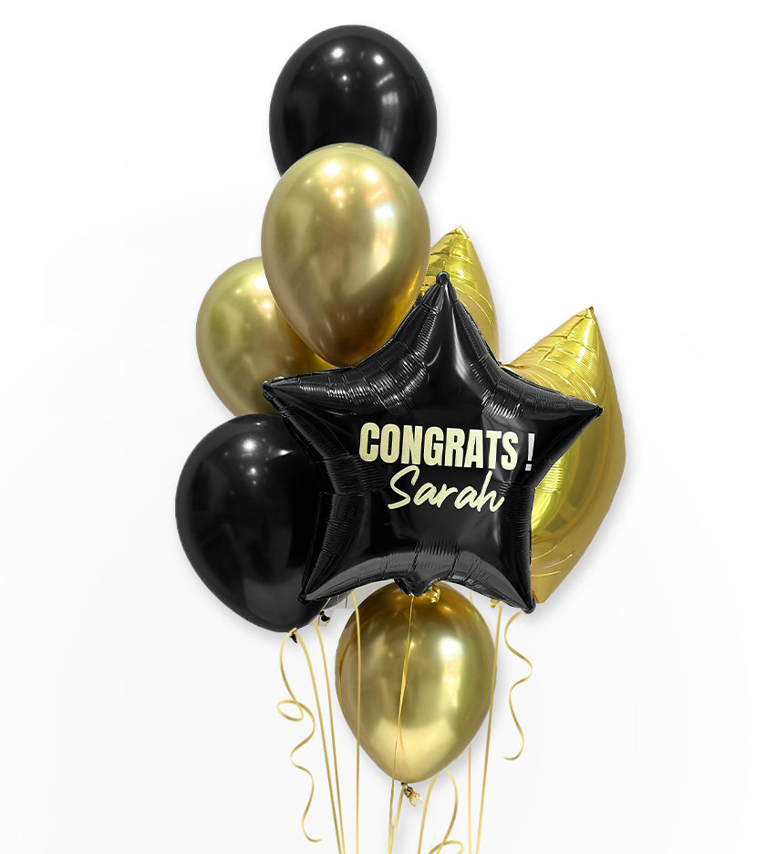 Balloon gift set with 3 foil balloons and 5 rubber balloons, helium-filled and ready for celebration