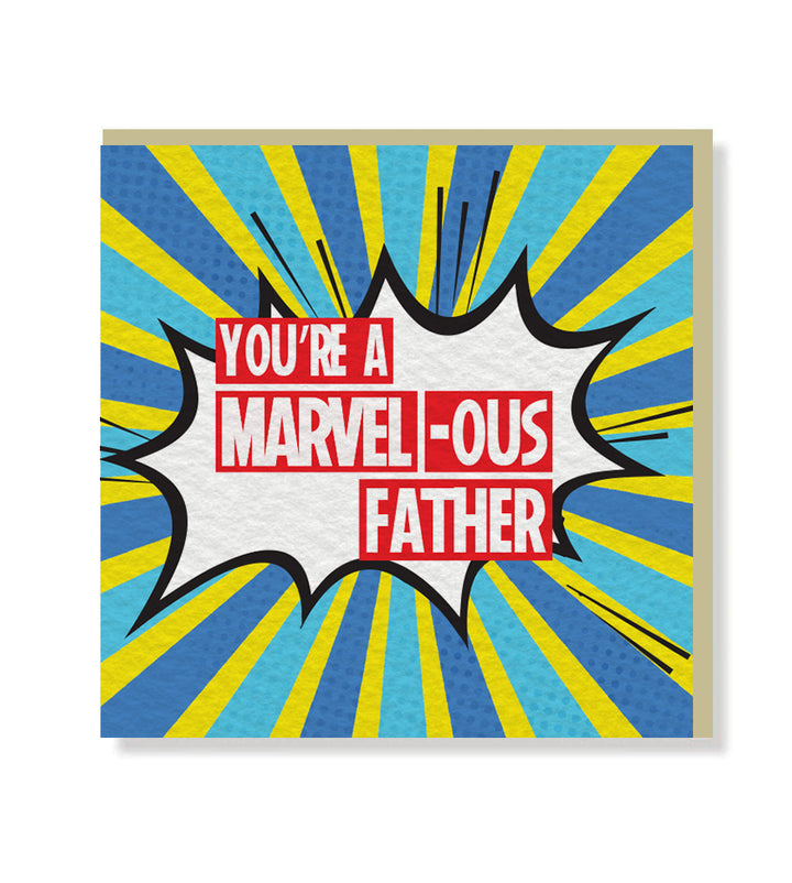 Marvelous Father premium greeting card with matt finish lettering, blank inside for personal message