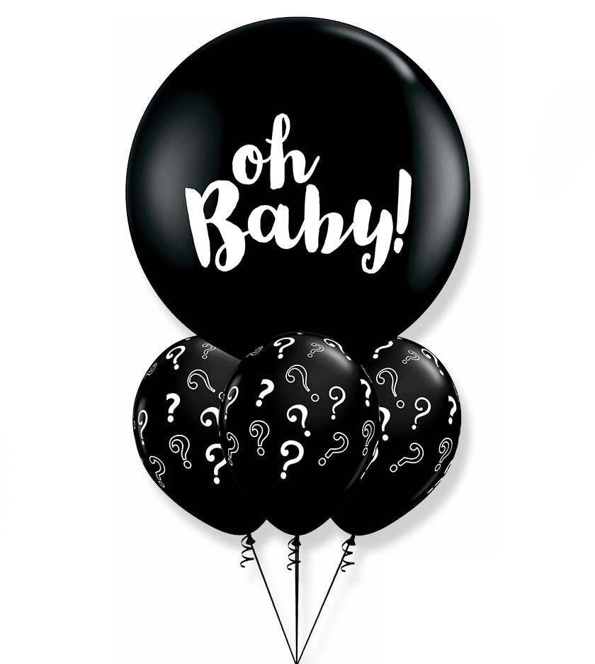 Giant 36-inch gender reveal balloon with helium and 3 colorful 16-inch balloons