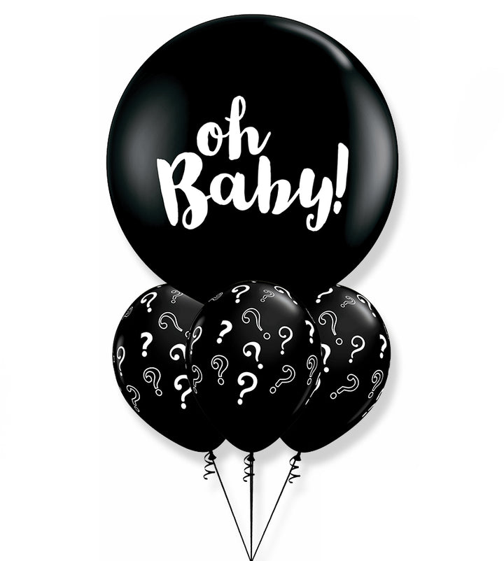 Giant 36-inch gender reveal balloon with helium and 3 colorful 16-inch balloons