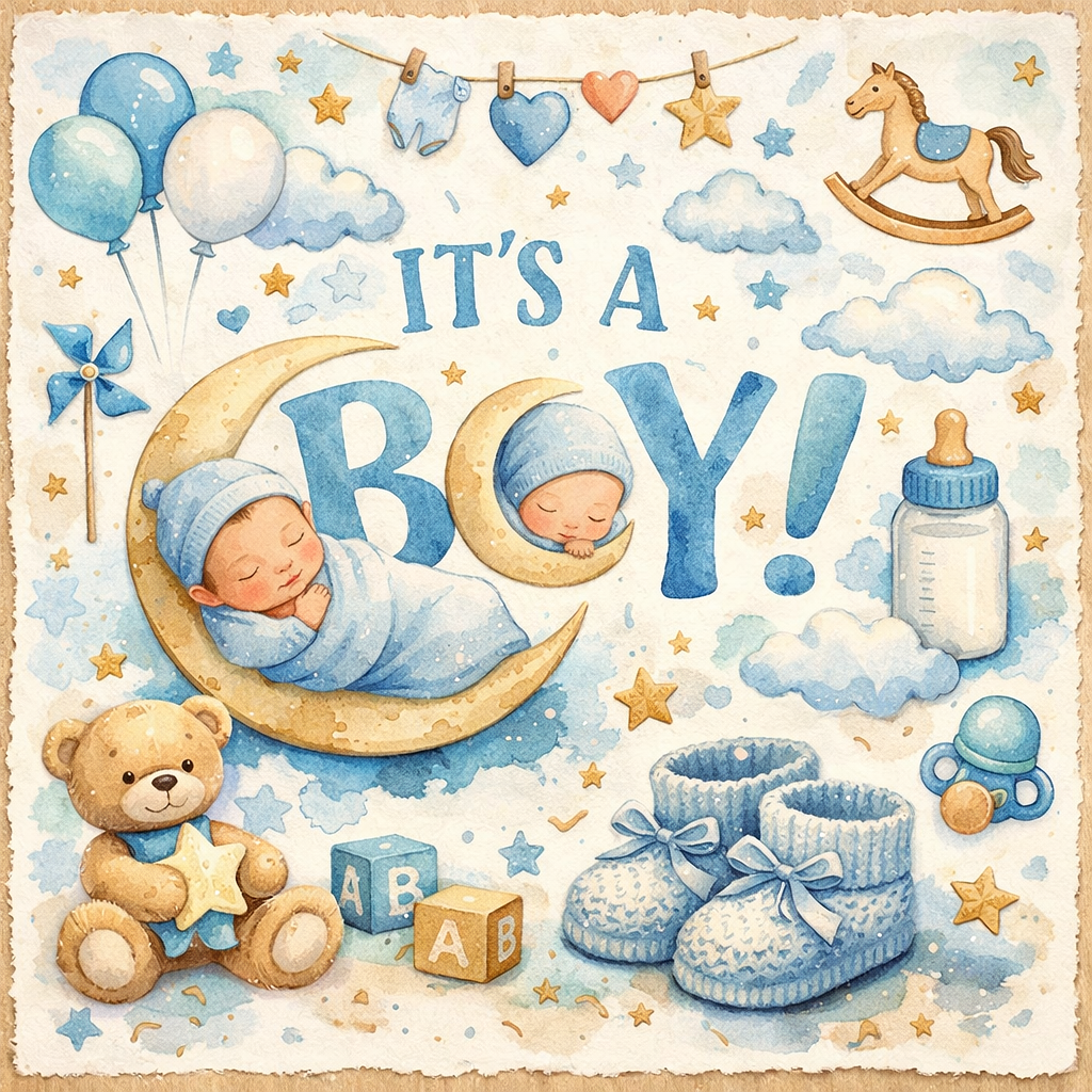 It's A Boy Blue Card