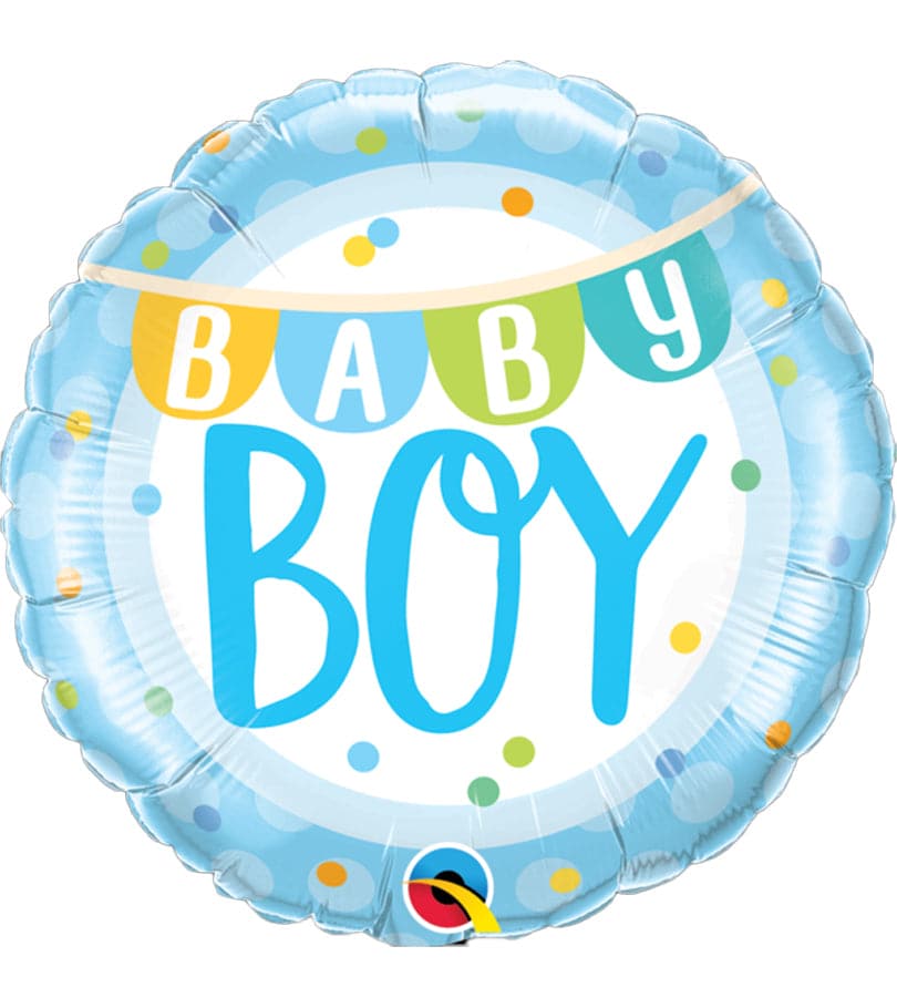 Baby Boy Banner & Dots Foil Balloon