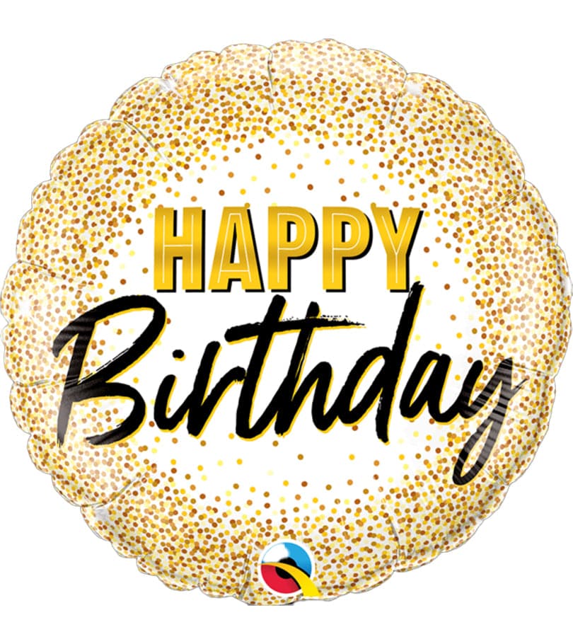 Birthday Gold Glitter Dots Foil Balloon