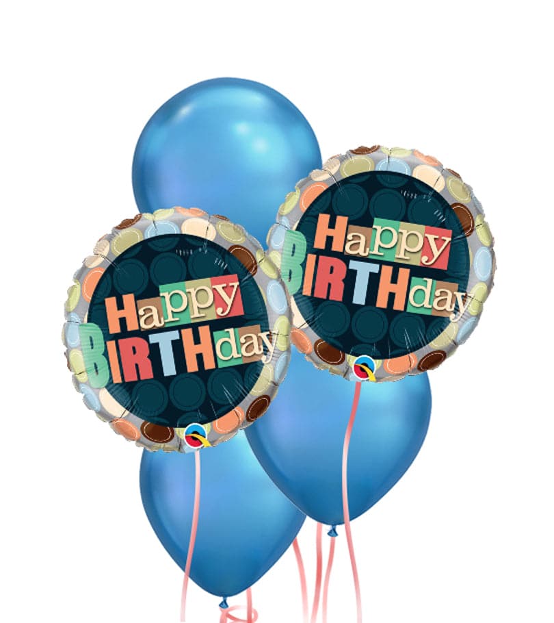 Happy Birthday Chrome Balloon Package - Blue