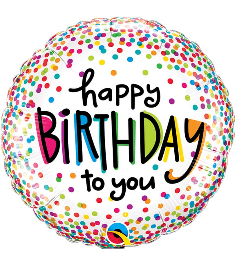 Happy Birthday Sprinkled Dots Foil Balloon