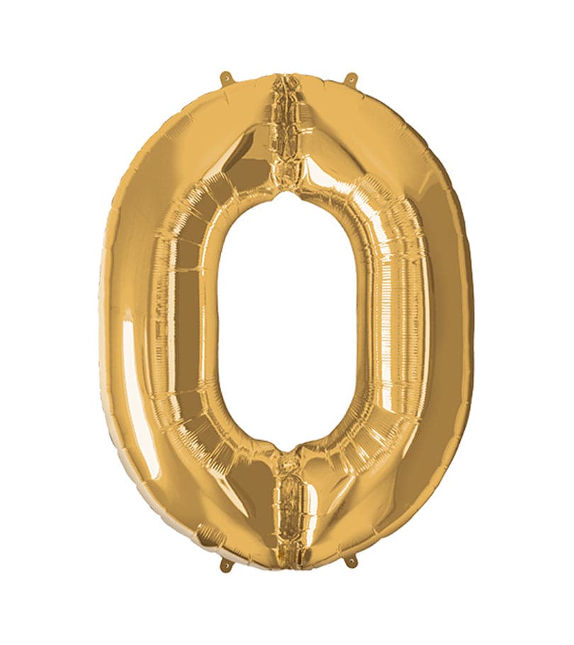 Super Shape Number 0 Gold Foil Balloon