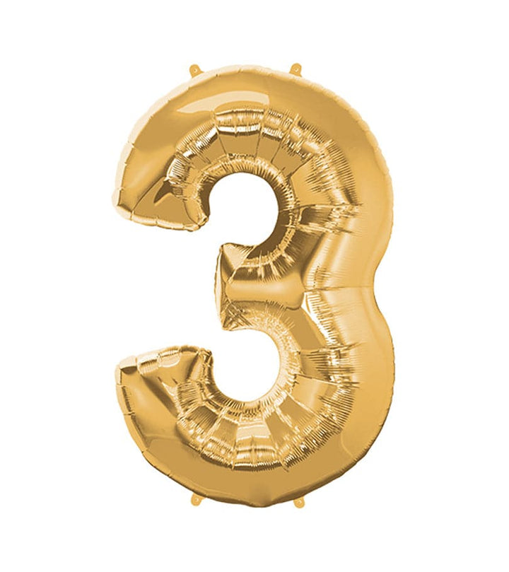 Super Shape Number 3 Gold Foil Balloon