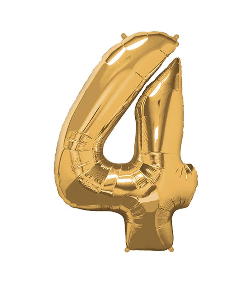 Super Shape Number 4 Gold Foil Balloon