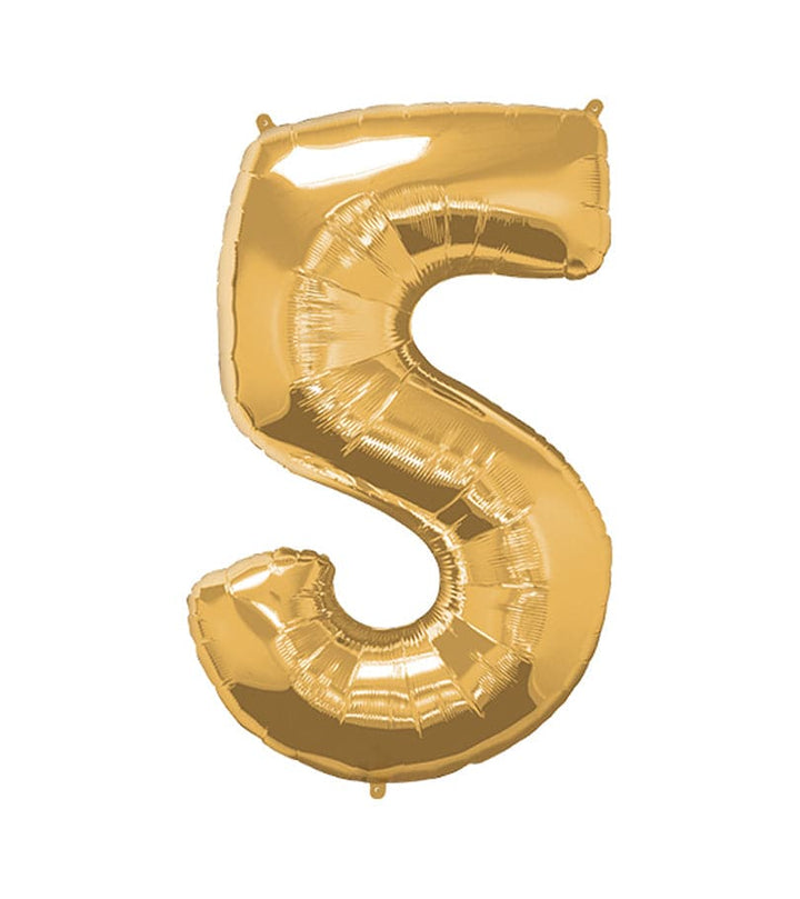 Super Shape Number 5 Gold Foil Balloon