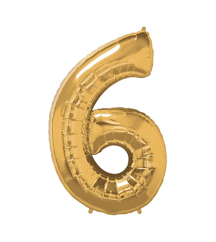 Super Shape Number 6 Gold Foil Balloon