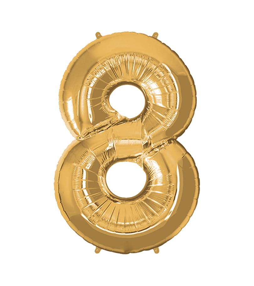 Super Shape Number 8 Gold Foil Balloon