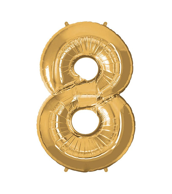 Super Shape Number 8 Gold Foil Balloon