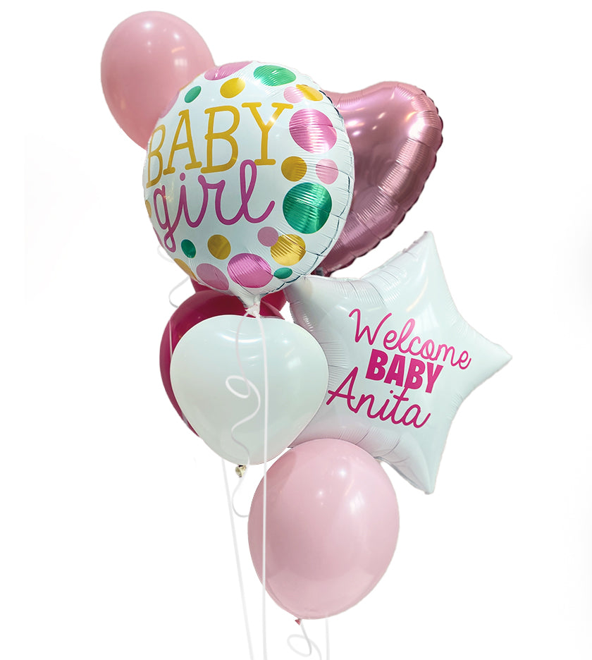 Custom Baby Girl Name Balloon Bouquet