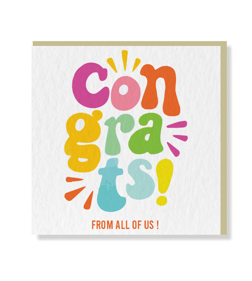 Greeting card with matt finish lettering, blank inside for personal message, and beige envelope included