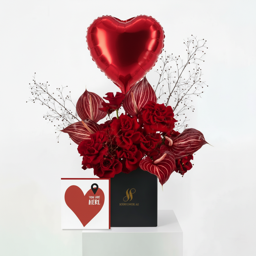 anthurium bundle Passionate Red Rose & Anthurium Romantic Gift Bundle