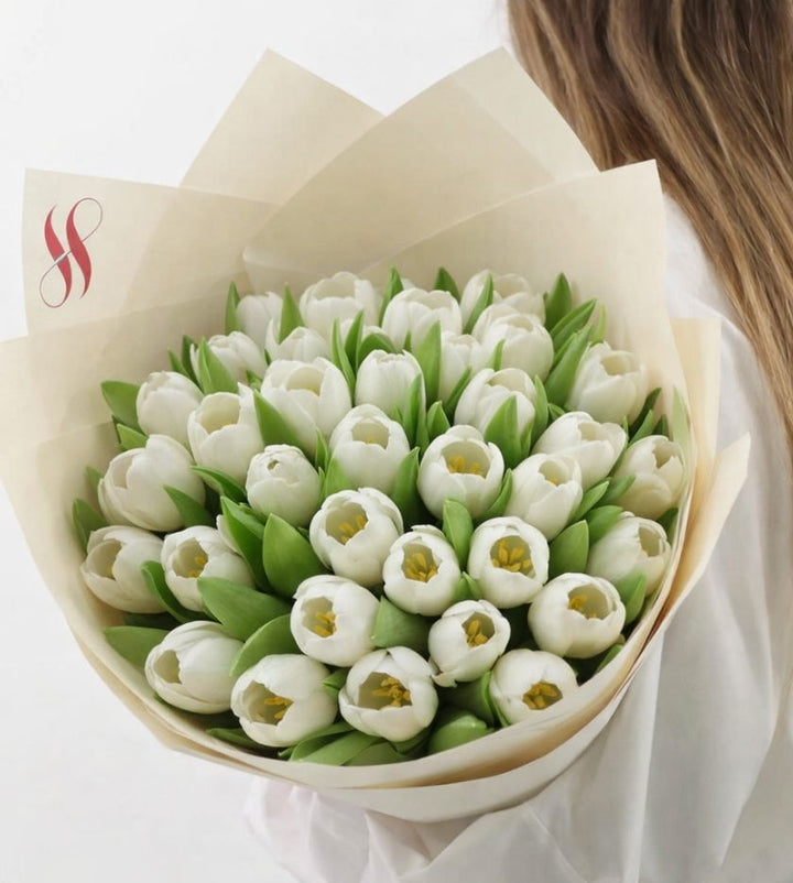50 White Tulips