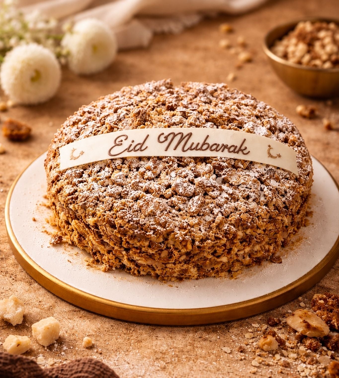 Eid Crescent Crunch Cake
