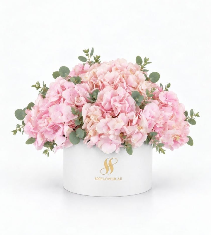 Pink Hydrangea Medium Round Box