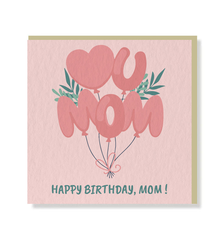 Greeting card with matt finish lettering, blank inside for personal message, includes beige envelope
