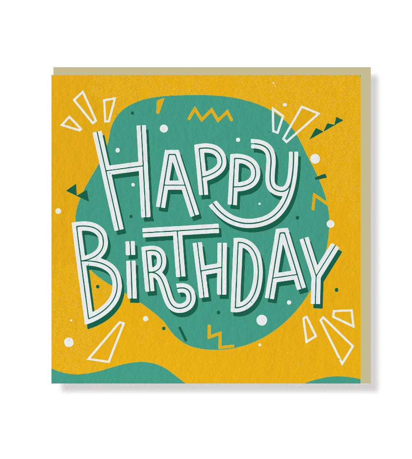 Greeting card with matt finish lettering, blank inside for personal message, includes beige envelope