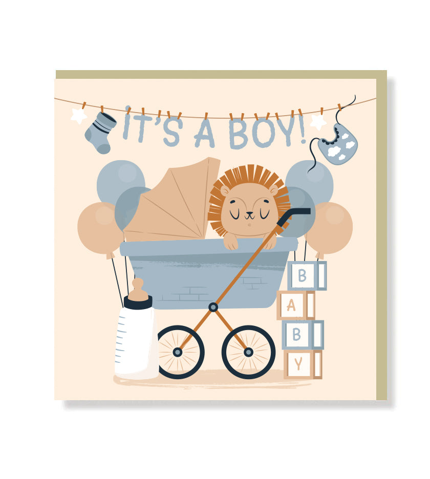 Celebrate the birth of a Baby Boy and congratulate the lucky couple with this card.