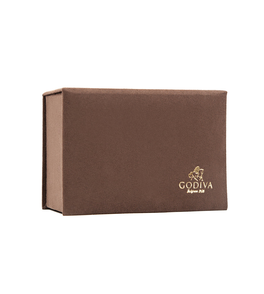 Luxurious GODIVA Mini Royal Box with 6 pralines and 12 Carrés in a velvet gift box.