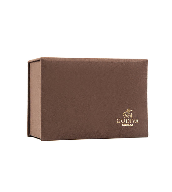 Luxurious GODIVA Mini Royal Box with 6 pralines and 12 Carrés in a velvet gift box.