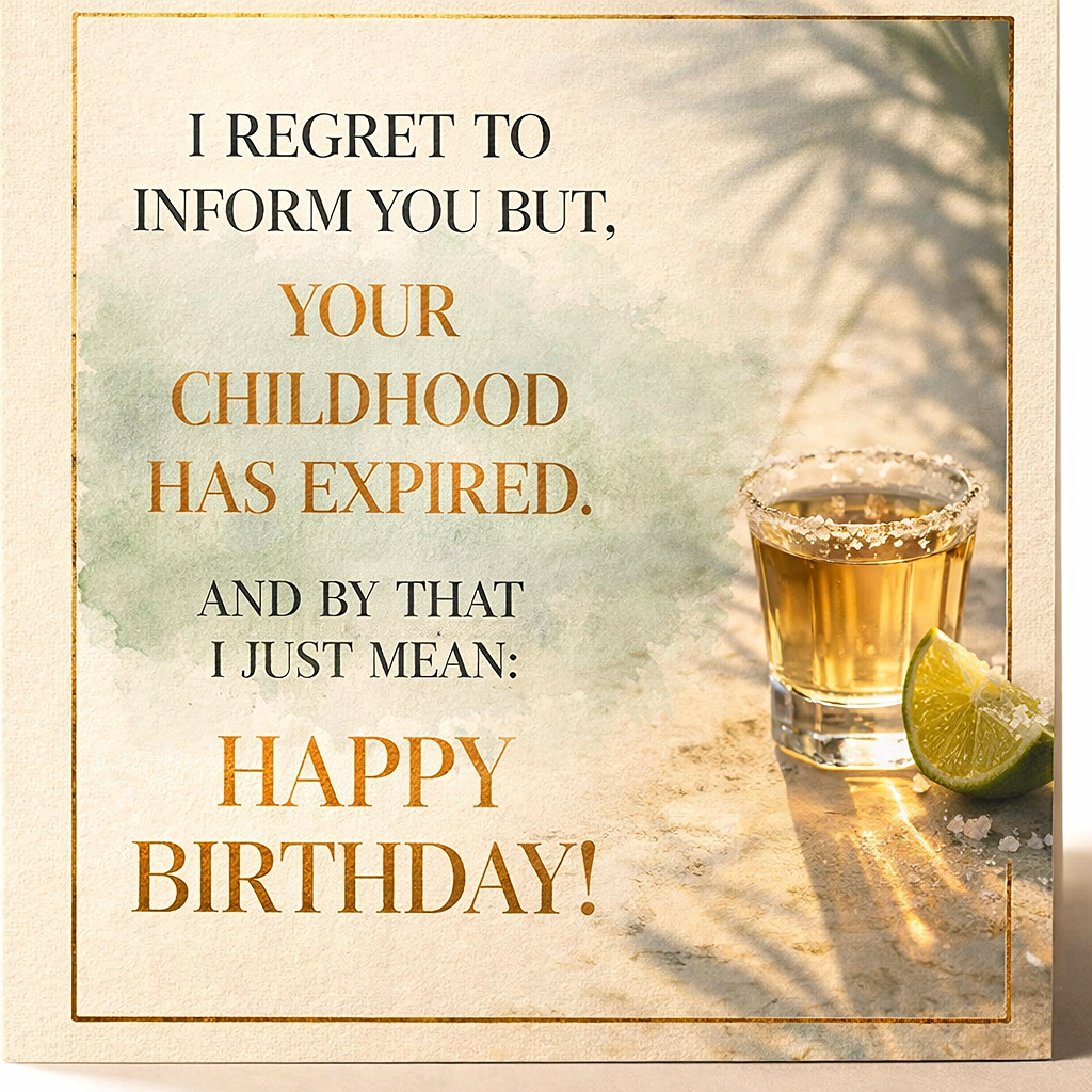 I Regret To Inform You But Your Childhood Has Expired Birthday Premium Card