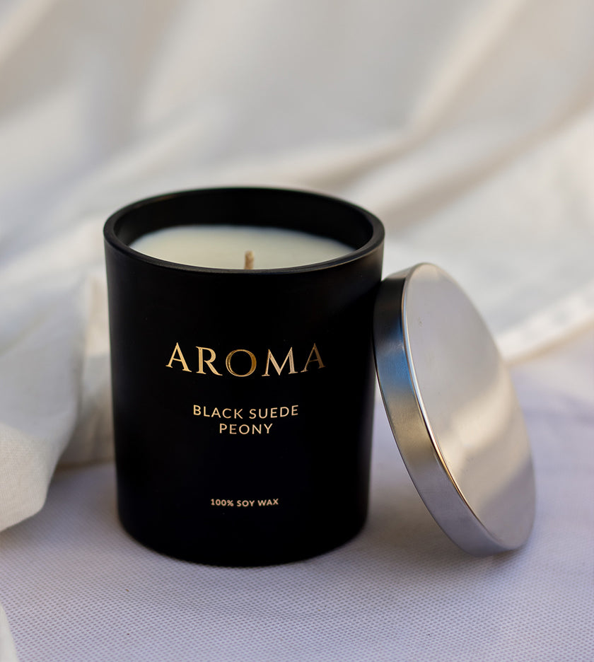 Black Suede Peony Candle by 800Flower