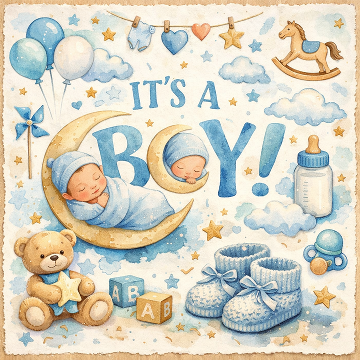 It's A Boy Blue Card
