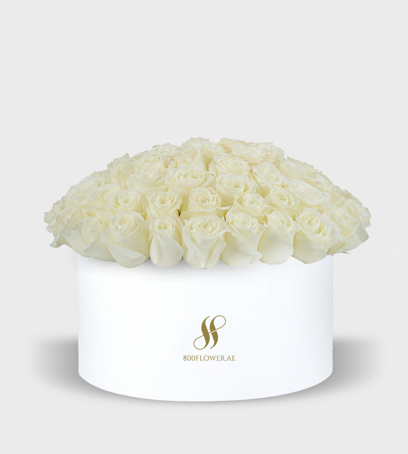 White Rose Large Round Box