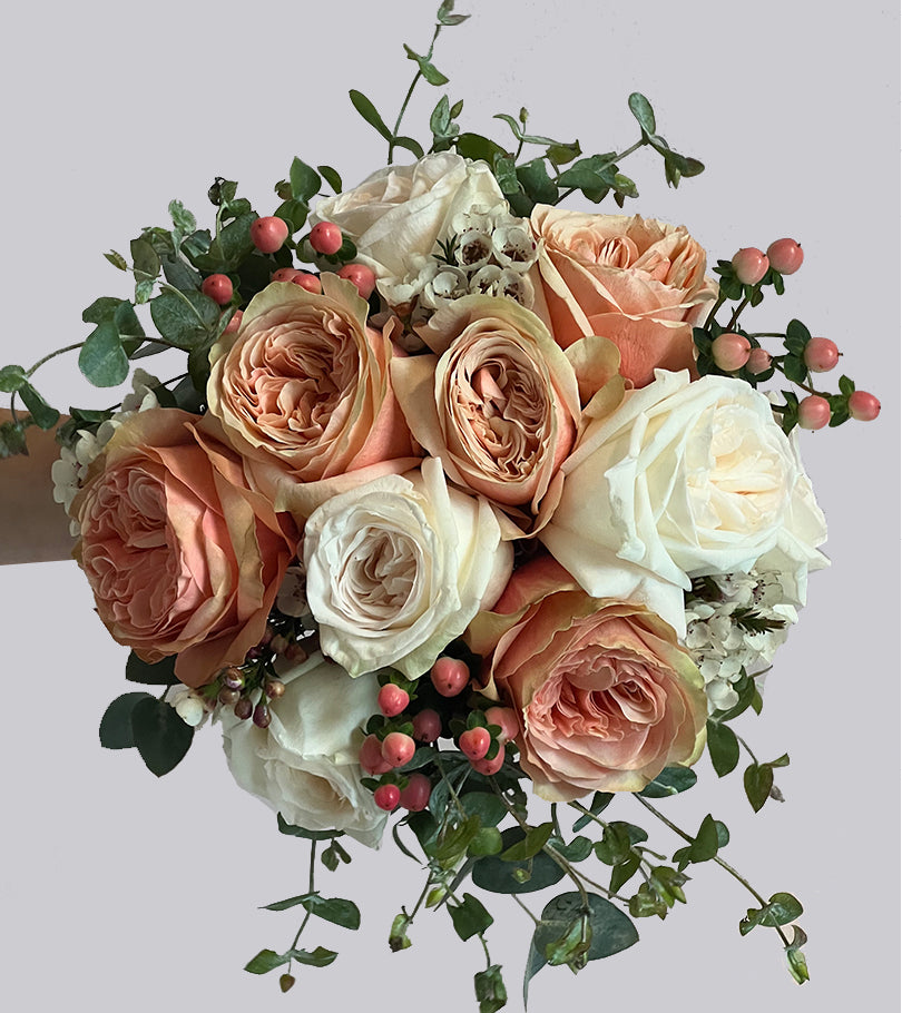 Peach and Pink Bridal Bouquet