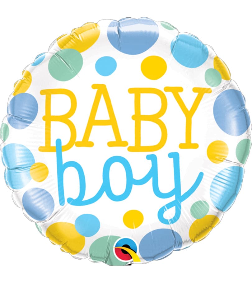 Baby Boy Dots Round Foil Balloon