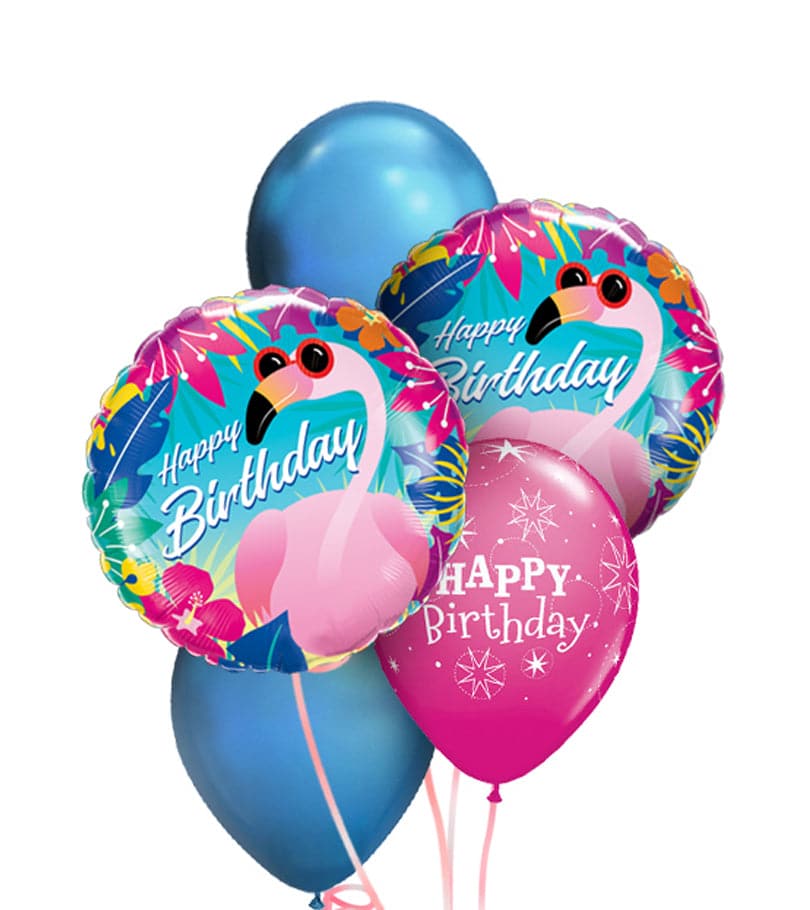 Birthday Tropical Flamingo Balloon Bouquet