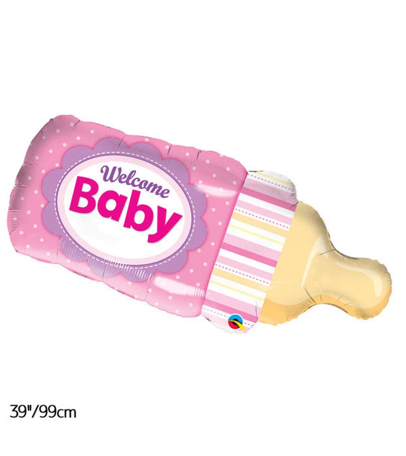 Giant Welcome Baby Bottle Pink Foil Balloon