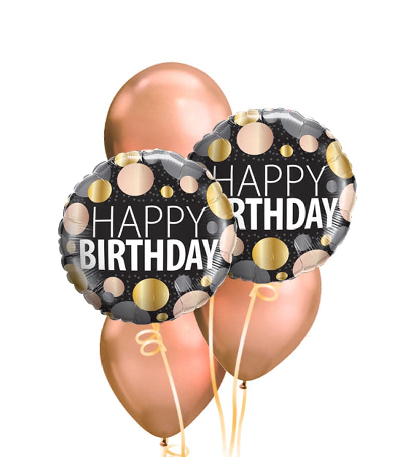 Happy Birthday Big Metallic Dots Balloon Bouquet