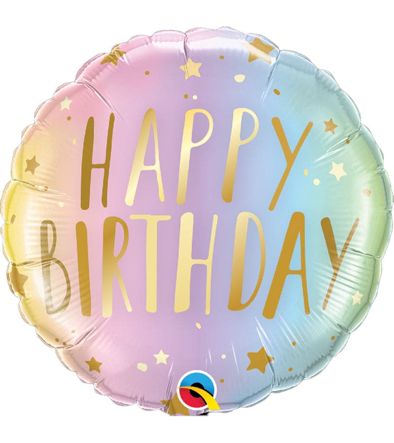 Happy Birthday Pastel Ombre & Stars Foil Balloon