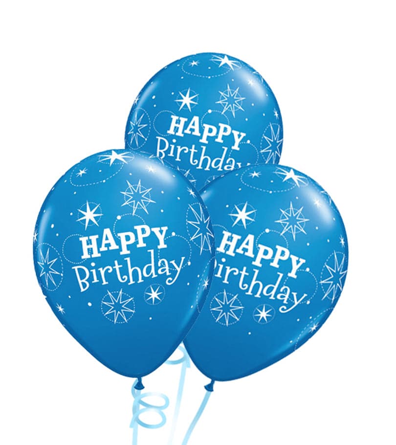 Happy Birthday Rubber Balloon Bunch - Dark Blue