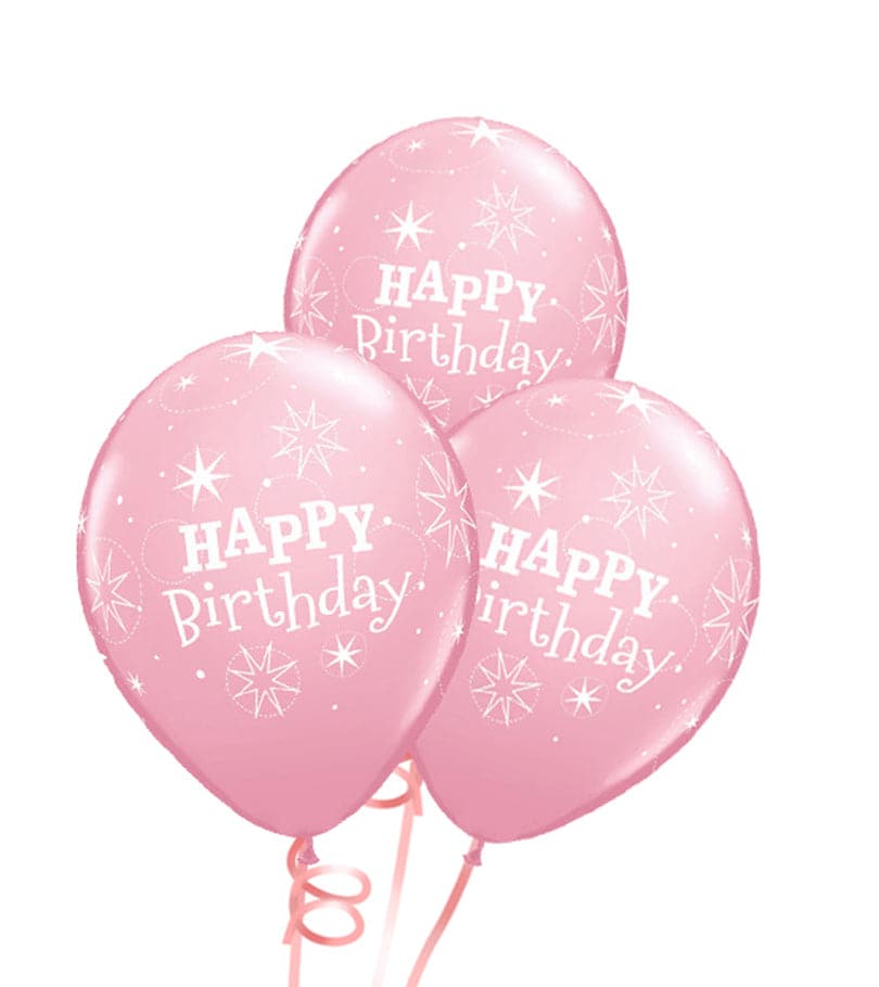 Happy Birthday Rubber Balloon Bunch - Light Pink