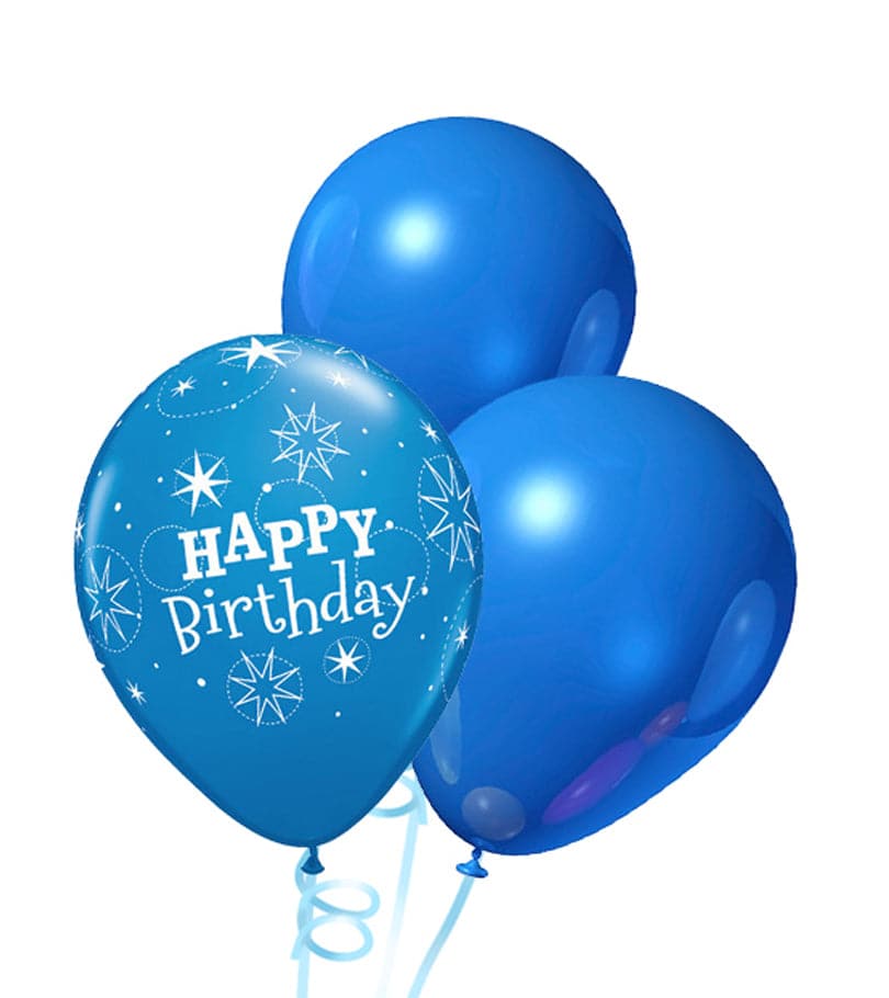 Happy Birthday Rubber Balloon Bunch - Mix Dark Blue