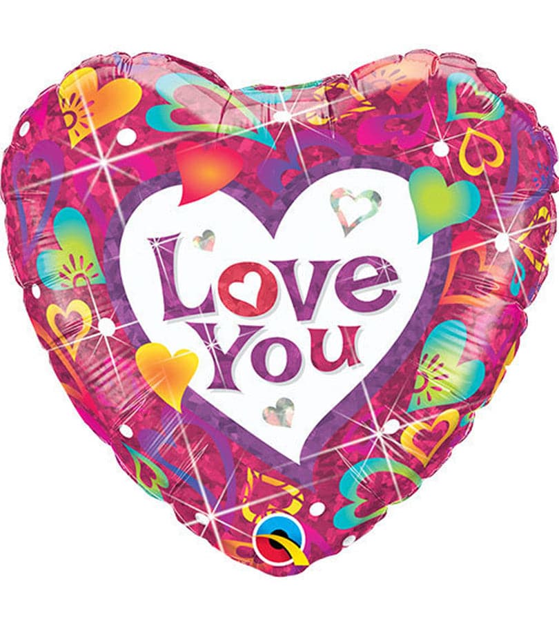 Love You Vibrant Hearts Foil Balloon
