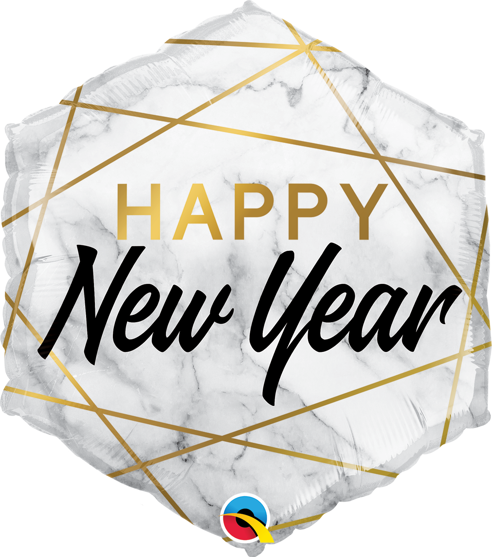 New Year Marble Rectangles Foil Balloon