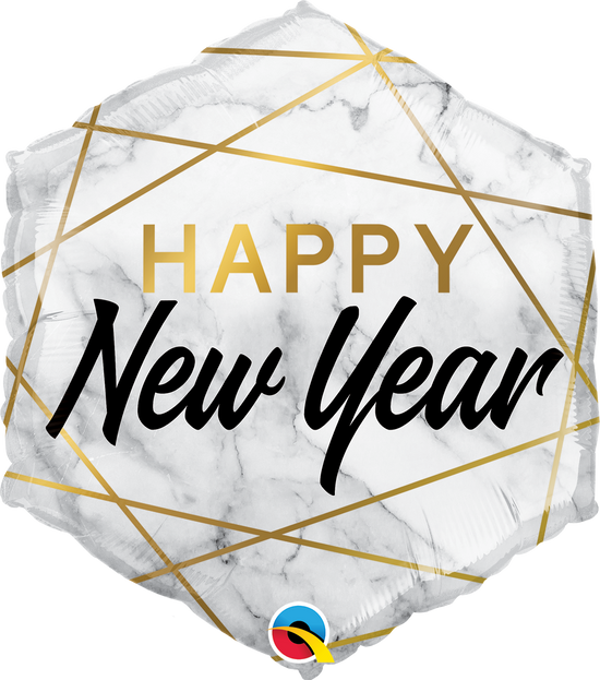 New Year Marble Rectangles Foil Balloon