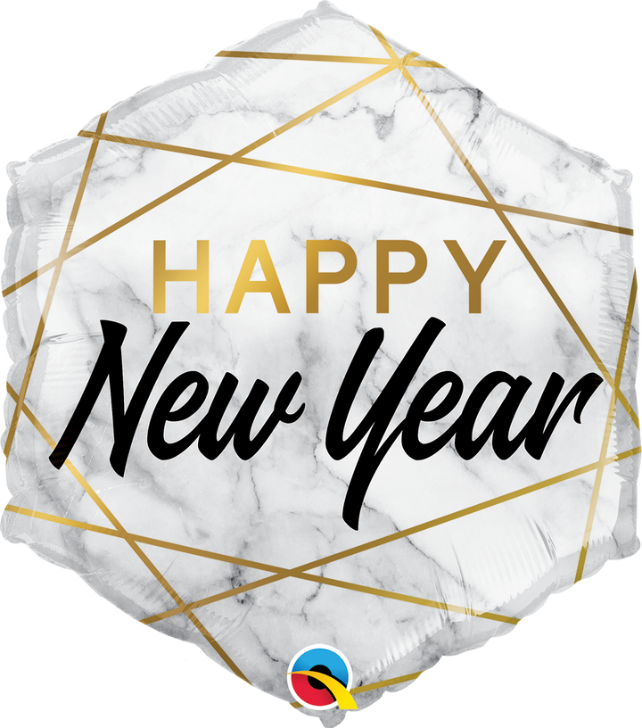 New Year Marble Rectangles Foil Balloon