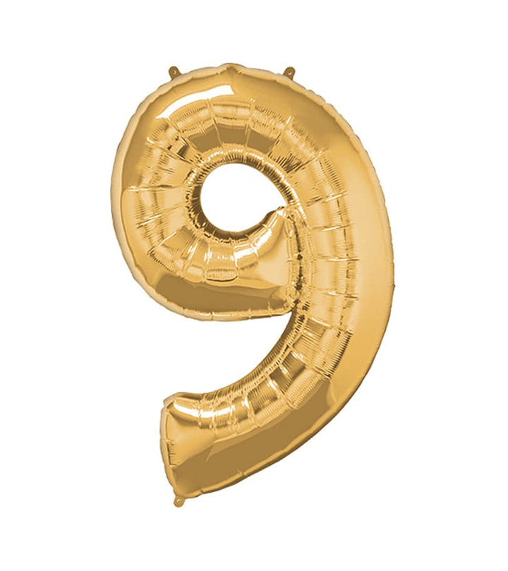 Super Shape Number 9 Gold Foil Balloon