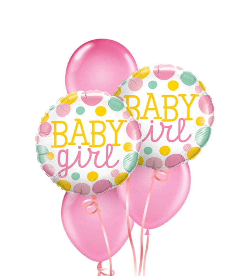 Welcome Baby Girl Dots Balloon Bouquet