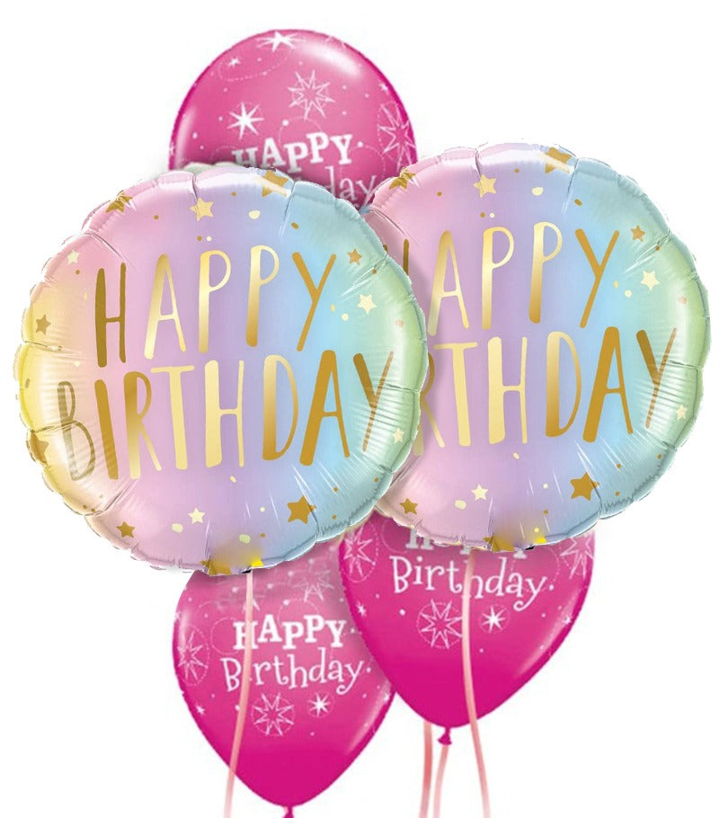 Happy Birthday Pastel Metallic Writing Balloon Package